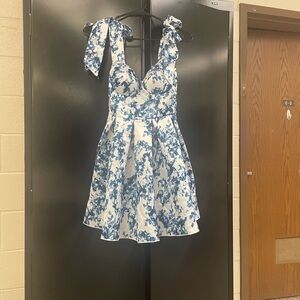 Floral Blue and White Dress